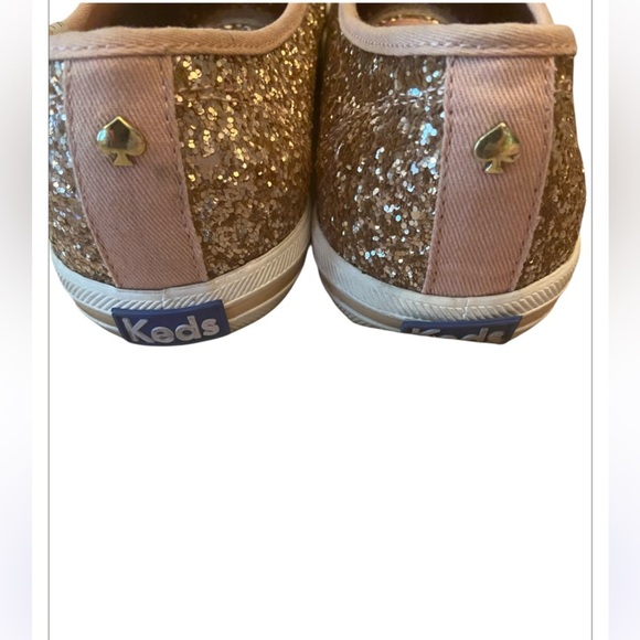 Keds X Kate Spade Glitter Sneakers Pink Rose Gold with Satin laces Size 8.5 - Picture 5 of 7